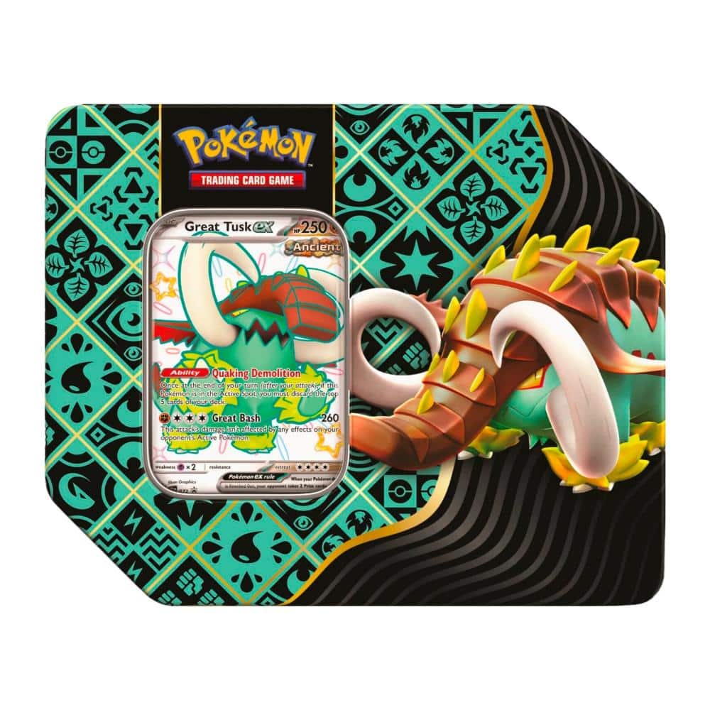 Pokémon Paldean Fates Ex Great Tusk Tin (Inglés)