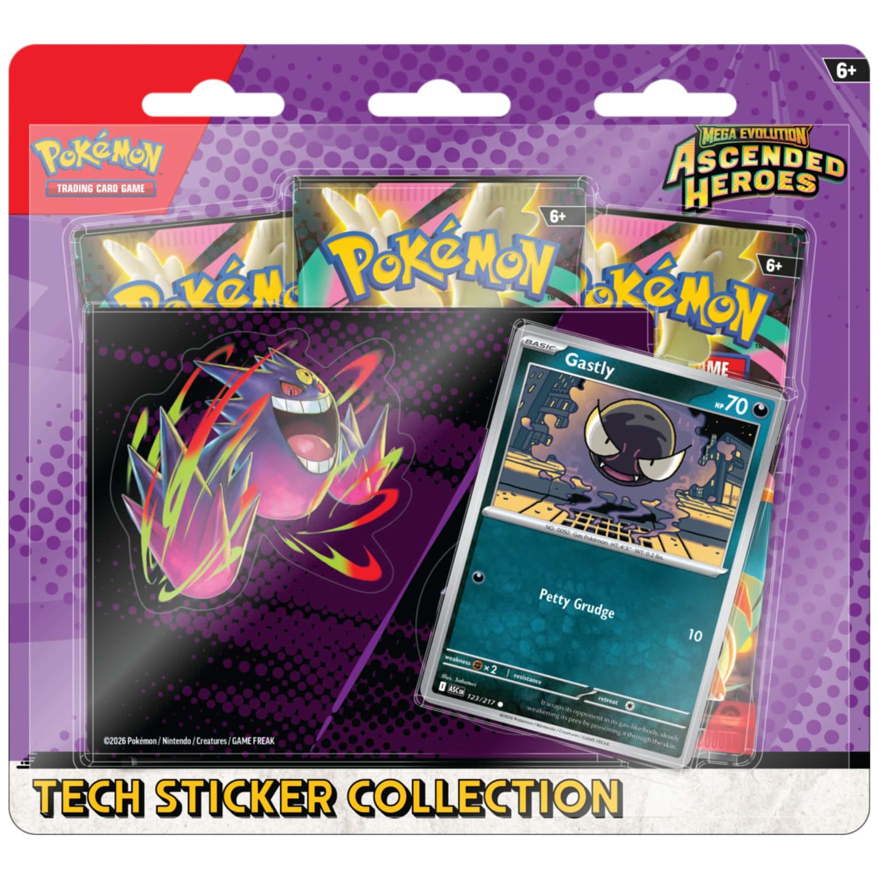 Pokémon Ascended Heroes Gastly Sticker Tech Blister (Inglés)