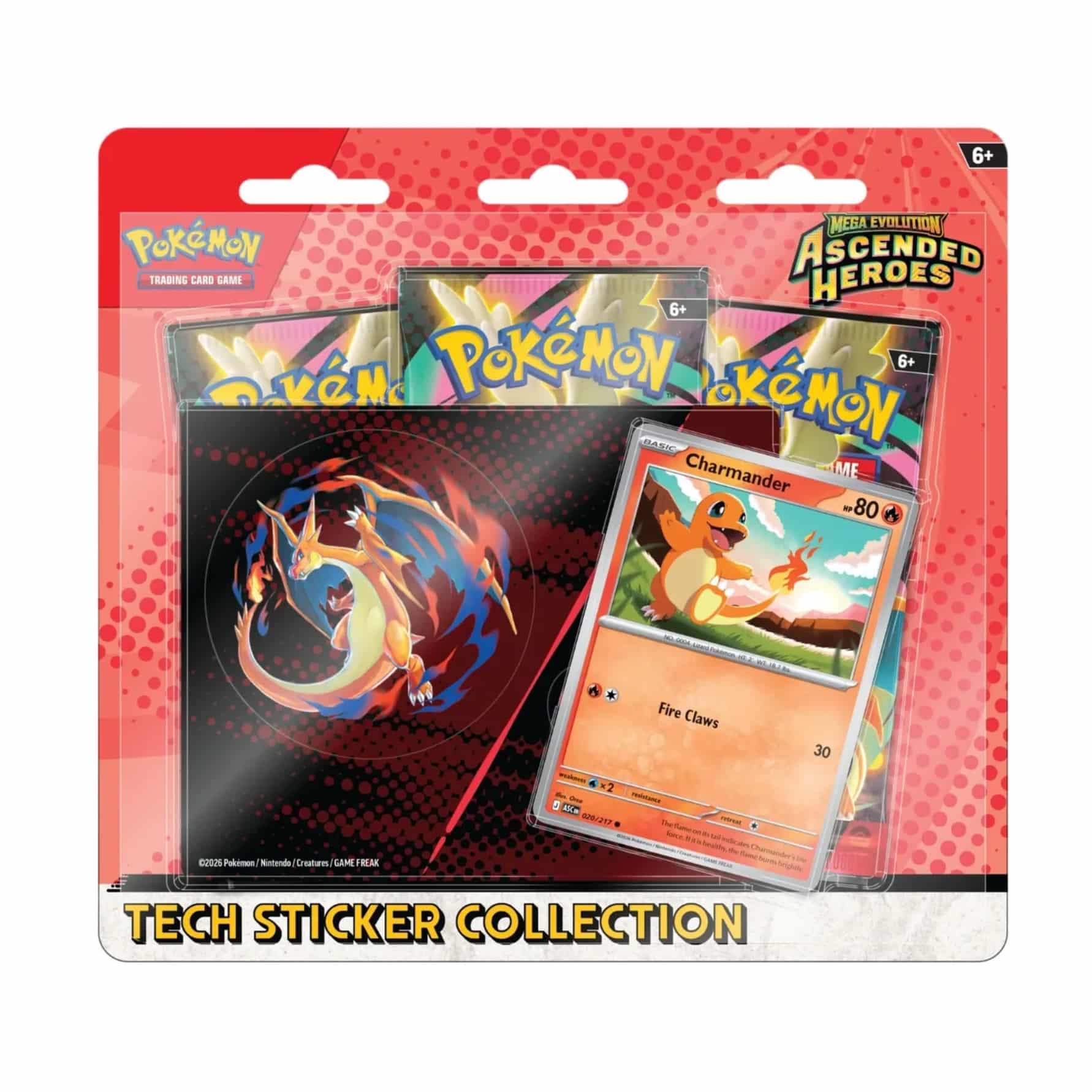 Pokémon Ascended Heroes Charmander Sticker Tech Blister (Inglés)