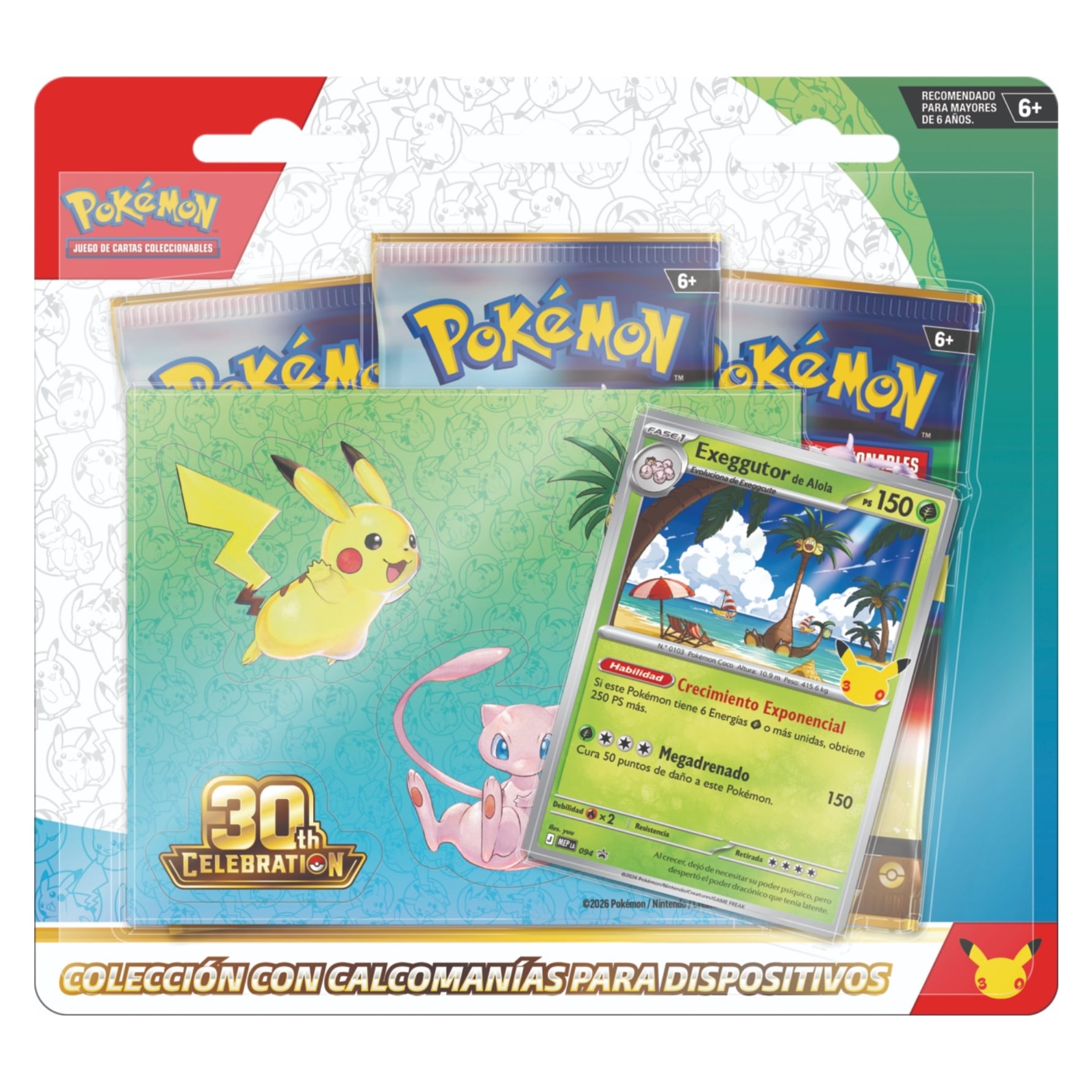Pokémon 30th Celebration Exeggutor Sticker Tech Blister (Inglés)